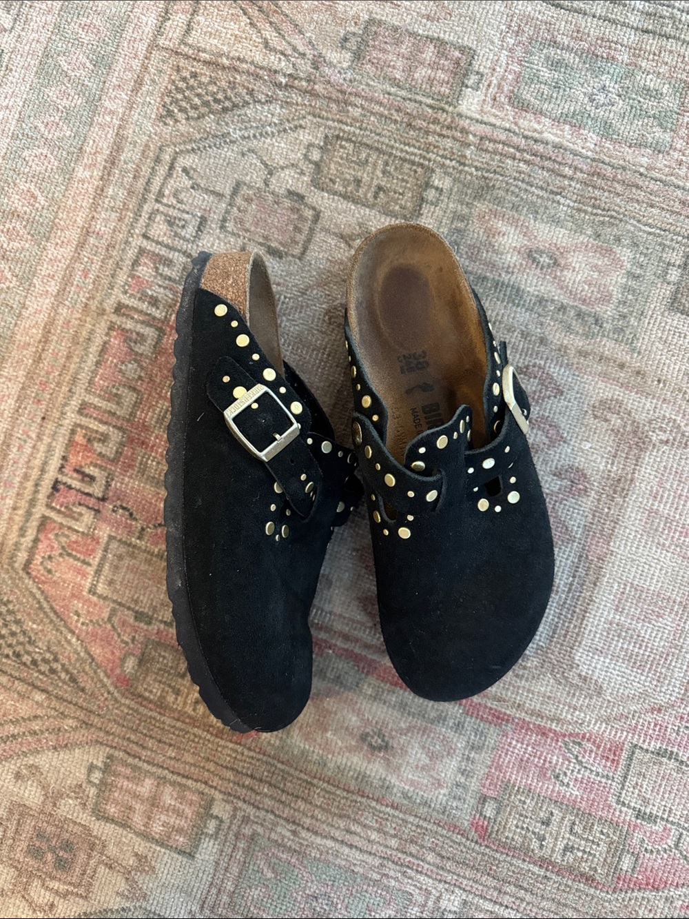 Birkenstock Boston Suede Rivet Studded Clogs - Picture 2 of 4